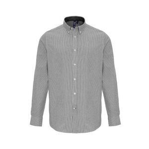 Premier Mens Striped Oxford Long-Sleeved Shirt / White/Gray